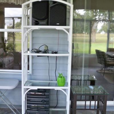 White Rattan with Glass Curio Tower