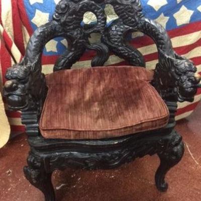 Oriental carved arm chair