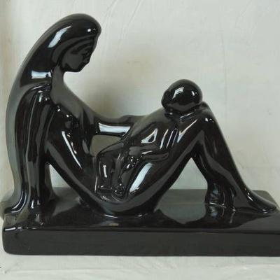 Gorgeous Haeger Black Glass Mother and Child DÃ©co ...