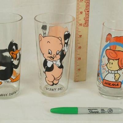 Lot of 3 Vintage Character Glasses - Daffy Duck, P ...