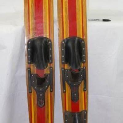 Vintage CUT'N JUMP Wooden Water Skis - Super Cool!