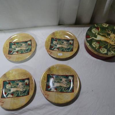 Set of 4 Handpainted Ceramic Dessert Plates