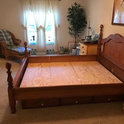California King waterbed frame ( found the mattress) with Pedestal Drawers 