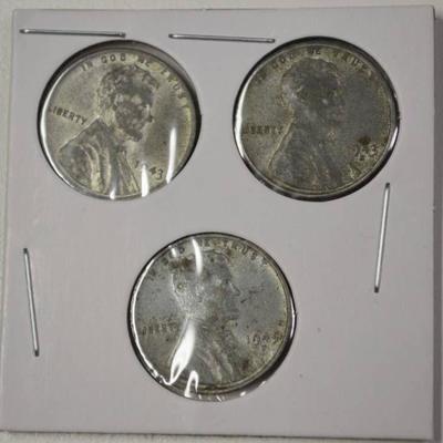3 1943 steel war pennies P-D-S mint marks