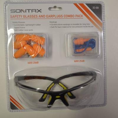 Safety glasses and earplugs combo pack