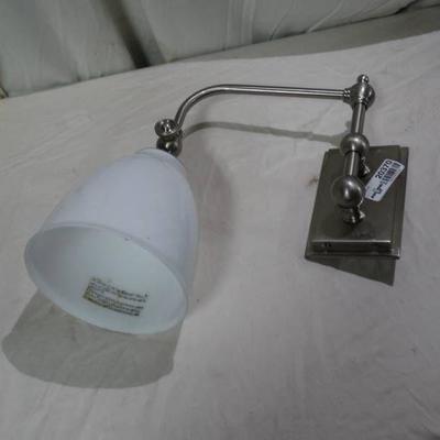 Wall Mount Lamp w Silver Finish and Glass Shade