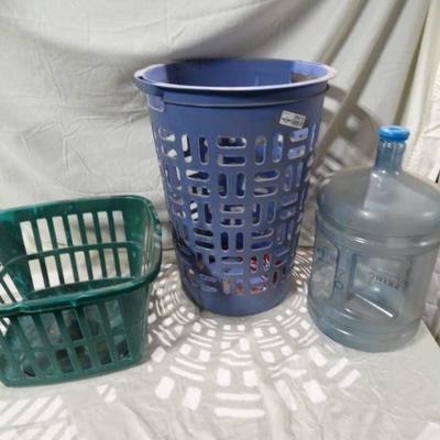 Lot of 2 Small Laundry Baskets and a Water Jug