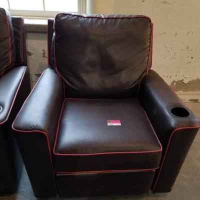 Brown Faux Leather Recliner with Cup Holder
