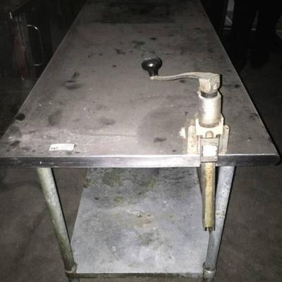 SS Work Table with Drawer, Can Opener and Undershe ...