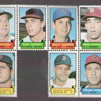 1969 Topps Baseball Card Stamps Uncut Panel w Bob ...