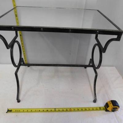 1 Mirrored Side Table Black & Silver Metal