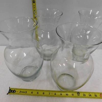 4 Glass Clear Vases
