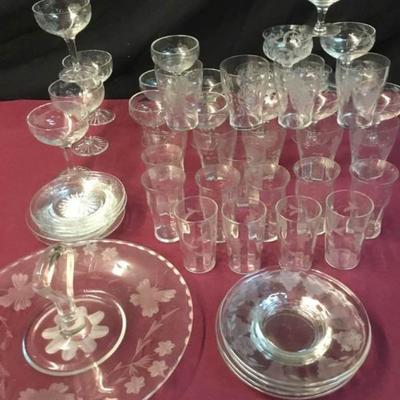 Vintage Etched Crystal Stemware