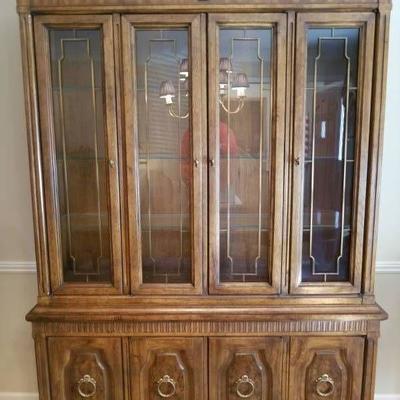 Heritage Huge Lighted China Cabinet with Under Sto ...