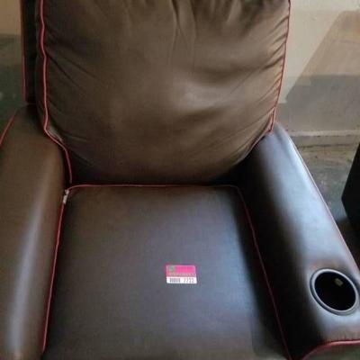Brown Faux Leather Recliner with Cup Holder.....