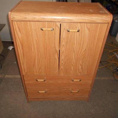 Wood Look Wardrobe Chest Two Doors w Shelves and ...
