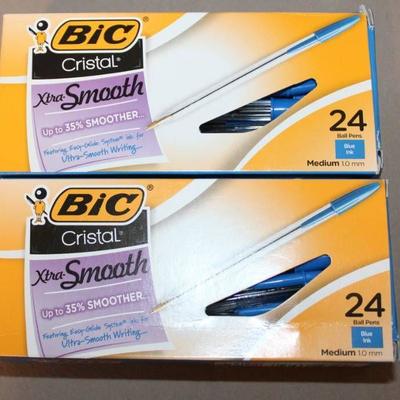 Two 24 Packs of Blue Bic Pens - 48 in All