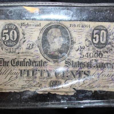 Confederate States Fractional Bill, 50 Cents