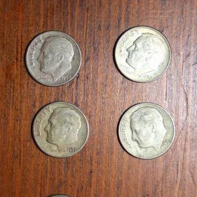 Eight Roosevelt Silver Dimes - 90% Silver