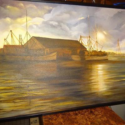 
Oil on Canvas by Bennett, Crisfield, Maryland Harbor 