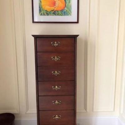 Pair of ceder lined lingere chests/cabinets in walnut