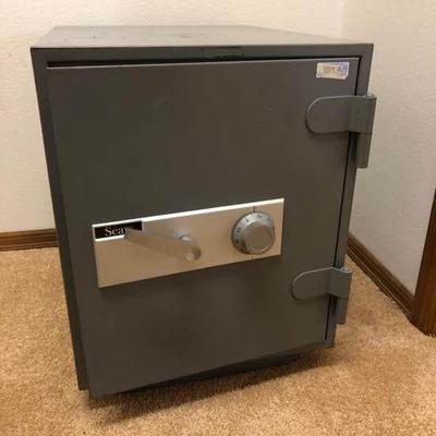 Vintage gray metal Sears safe