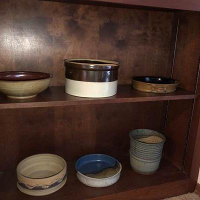A collection of art pottery bowls