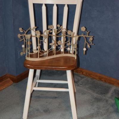 Wooden Chair and Metal Candle Holder