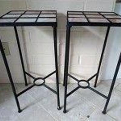 Wrought Iron & Tile Side Tables
