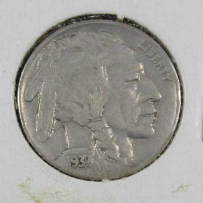 1937 U.S. Buffalo Indian Head Nickel, 5 Cent Coin