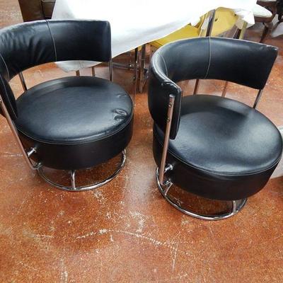 Pair Modern Barrel Back Chairs