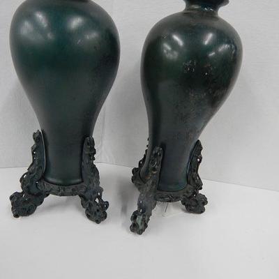 Pair of Chinese Fuzhou Lacquerware Vases