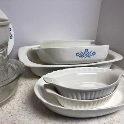 Assorted Pyrex, Corningware, Fire King