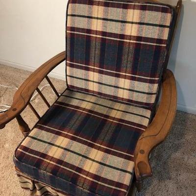Burgundy Plaid Rocking Chair