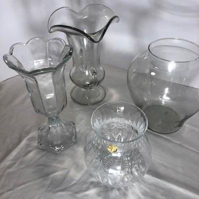 4 Clear Vases