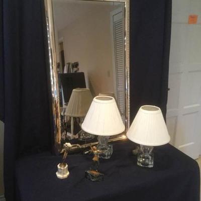 Large Mirror, Two Small Figurines