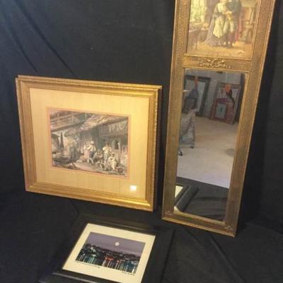 Trio of Eclectic Framed Art