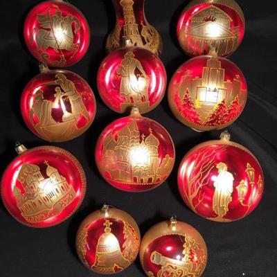 Russian Themed Glass Ornaments