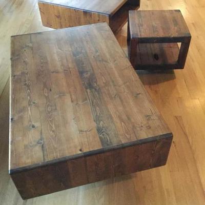 Trio of pine tables