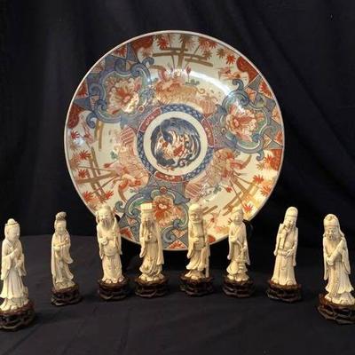 Asian Figurines and Platter