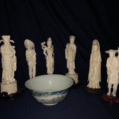 Antique Asian Bone Statues