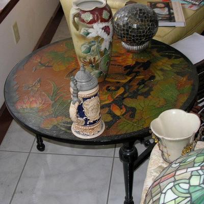 Endtable with leadlight glass top
