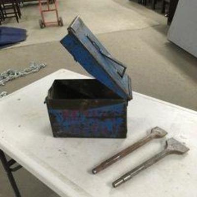 Old Metal Ammo Box w Jackhammer Bits