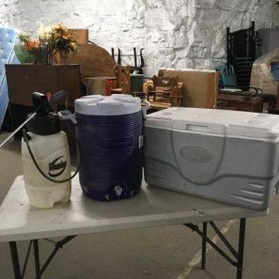 Coolers and Garden Sprayer Lot