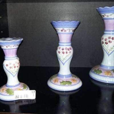 Three Matching Candle Holders - Capriware