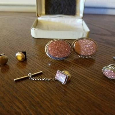 Fools Gold Tie Tack and Cuff Links Set + Extra Cu ...