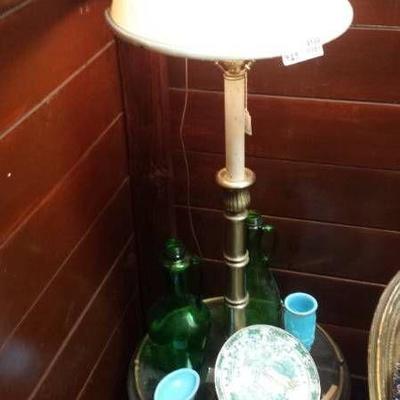 Vintage End Side Table Lamp with Contents
