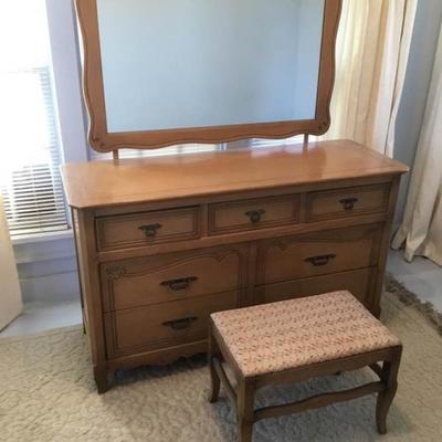 Dresser with Mirror and Stool