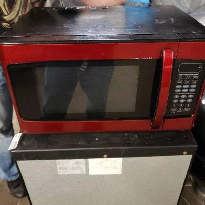 Red and Black Counter top Microwave