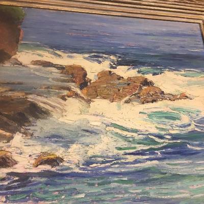 Attributed to Anna Althea Hill Original Oil on Canvas Laguna Coast